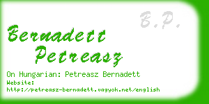 bernadett petreasz business card